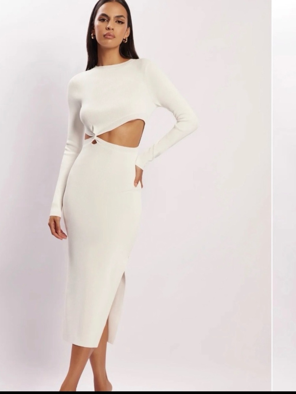 Meshki Cream Cutout Midi Dress
